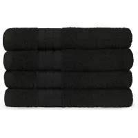 Good Morning Badstof Handdoek 100% Katoen 50x100cm - black - Set van 4