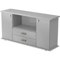 Hjh OFFICE PRO KAPA SB | Dressoir | met deuren + laden - Grijs/Zilver Sideboard Greeplijst kunststof