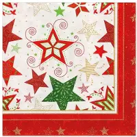 Papstar Servetten met Kerstster-motief, wit
