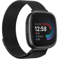 Strap-it Smartwatch bandje - Milanees bandje - geschikt voor Fitbit Versa 4 / Fitbit Sense 2 - zwart - Maat: Maat L