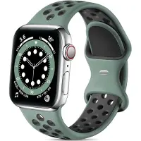 Strap-it Classic Sportbandje - Geschikt voor Apple Watch bandje - Series 1/2/3/4/5/6/7/8/9/10/11/SE/SE2/SE3 - Cyaan/Zwart - Siliconen bandje sport - Sport Loop iWatch bandje maat: 38 / 40 / 41 / 42mm