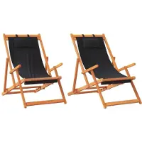 vidaXL Strandstoelen 2 st inklapbaar stof zwart