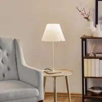 Luce Plan Tafellamp Costanzina, wit / opaal, Woon-/ Eetkamer, Aluminium, Design, Tafellamp
