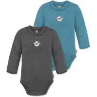 Normani Rompertje/body 'Tuai' donkerbeige / blauw / donkergrijs / wit