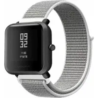 Strap-it Nylon bandje geschikt voor Xiaomi Amazfit Bip / GTS / GTS 2 / GTS 3 / GTS 4 - Mini / Bip Lite / Bip U / Bip U Pro - Zeeschelp Grijs