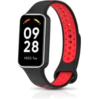 Strap-it Siliconen sport Activity tracker bandje - Geschikt voor Xiaomi Redmi Smart Band 2 / Xiaomi Smart Band 8 Active - zwart/rood