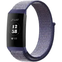 Strap-it Nylon bandje - geschikt voor Fitbit Charge 3 / Fitbit Charge 4 - donkerblauw