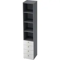 Hammerbacher Combinatiekast TOPAS LINE, 6 dossierhoogtes, legborden + 4 laden, grafiet/wit