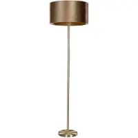 QAZQA Vloerlamp messing met fluwelen kap brons 50cm - Simplo