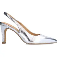 Manfield Zilverkleurige leren slingbacks | Maat 37