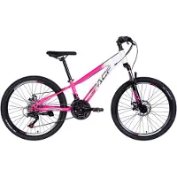 DaviBikes – Kinderfiets – 24 inch – 21 versnellingen – Schijfremmen – 130-160 cm – Wit/Roze – Meisje