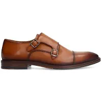 Manfield Cognac leren gespschoenen | Maat 43