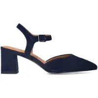 No Stress Donkerblauwe suède slingbacks | Maat 38