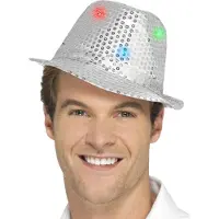 Smiffys Tribly hoed zilver paillet | LED verlichting | Light up (zilver paillet)