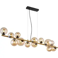 Globo Lighting Gouden hanglamp Riha design met amber glas