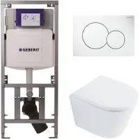 Geberit QeramiQ Dely Toiletset - UP320 inbouwreservoir - met Burda frame - witte bedieningsplaat - softclose toilet zitting 35 mm - glans wit SW1026255 / SW1159505/0701131/0700518