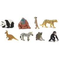 Safari Good Luck Mini-figuren - Exotische dieren van rubber - 8 stuks