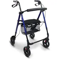 Mobiclinic Augusto - Rollator - Looprek met wielen - Opvouwbaar - Lichtgewicht en Inklapbaar - Aluminium - Verstelbaar - Zitting en 4 wielen - Blauw
