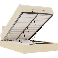 vidaXL Ottoman bed met matras en LED's 120x200cm stof crèmekleurig