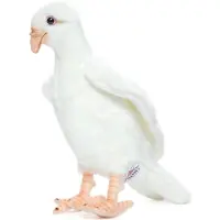 Hansa pluche duif - Levensechte knuffelvogel - Wit - 20 cm - Realistisch