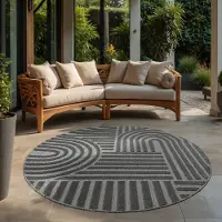 Muratap Berlin outdoor japandi rond - vloerkleed binnen en buiten laagpolig tapijt tuin- 120 cm rond