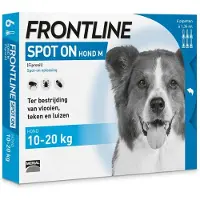 Frontline 2x Spot On Anti Vlooien en Teken Druppels Hond 10 - 20 kg 6 pipetten