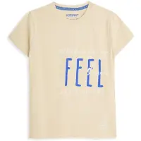 4PRESIDENT T-shirt beige Jongens Stretchkatoen Ronde hals Tekst - maat 104