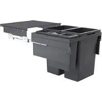 Hailo Euro Cargo Front afvalsysteem voor kastbreedte 60cm grijs 91 liter (2 x 38 + 1 x 12 + 1 x 2,5)