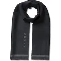Falke Basic Jacquard Logo sneldrogend warm wol wintersjaal unisex zwart - maat ONESIZE