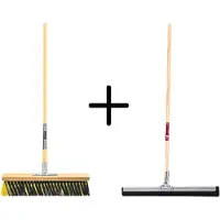 Synx Store Synx Tools Binnenbezem 40cm La Crema + Vloertrekker 45cm met Steel 150cm - Kamerveger – Vloerreiniger – Moppen – Zachte bezem met steel 150cm