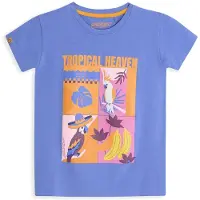 4PRESIDENT T-shirt blauw Meisjes Stretchkatoen Ronde hals Printopdruk - maat 110