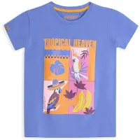 4PRESIDENT T-shirt blauw Meisjes Stretchkatoen Ronde hals Printopdruk - maat 116
