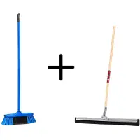 Synx Tools Binnenbezem Blauw + Vloertrekker 35cm met Steel 120cm - Kamerveger – Vloerreiniger – Moppen - Zachte bezem met steel 130cm