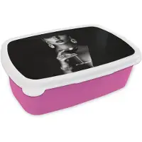 MuchoWow Broodtrommel Roze - Lunchbox Vrouw - Cocktail - Chic - Brooddoos 18x12x6 cm - Brood lunch box - Broodtrommels voor kinderen en volwassenen