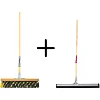Synx Store Synx Tools Binnenbezem 40cm La Crema + Vloertrekker 35cm met Steel 150cm - Kamerveger – Vloerreiniger – Moppen – Zachte bezem met steel 150cm