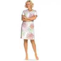 Comtessa Ascafa Nachthemd 'Fresh Flowers' - Dames Nachtmode - Korte Mouw - Groen - Maat 40