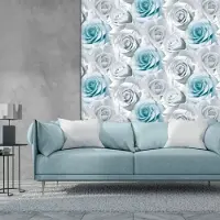 Noordwand Rozen behang blauw glitter j28721