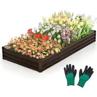 Costway Verhoogd bloembed van metaal, kruidenbak, groentebed, bloembed, tuinbed voor groenten, fruit, kruiden, bloemen, 240 x 120 x 30 cm