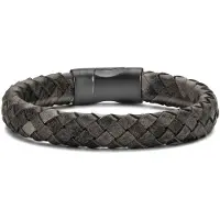 Frank 1967 bracelet dark grey braided leather 23cm ipb