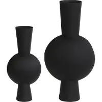 Light & Living Vaas Kavandu - Zwart - Set 53+39,5cm - Metaal - - Bloemenvaas - Woondecoratie - Decoratieve vaas voor woonkamer of slaapkamer