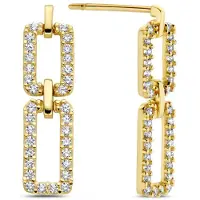 New Bling 9NBG-0706 Gouden Oorbellen met Zirkonia - 4,4x16mm - 14 Karaat - Goud