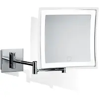DECOR WALTHER BS 85 Touch LED-wandspiegel vierkant Touch, dimbaar, chroom / zilver, Slaapkamer, metaal, Design