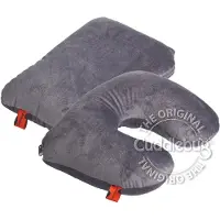 Cuddlebug - Reiskussen - 2in1 - Nekkussen - Normaal kussen - 32 cm x 32 cm - Grijs - R pet