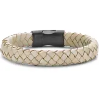 Frank 1967 bracelet light grey braided leather 21cm ipb