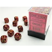 Chessex Vortex Bourgondië/goud D6 12mm Dobbelsteen Set (36 stuks)