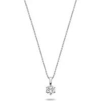 New Bling 9NBG-0629 - ketting met zirkonia hanger - 4mm - ankerschakel - 39+3+3cm - witgoud
