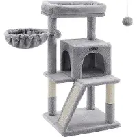 Famanu FurnStar - Krabpaal met groot platform - 48 x 48 x 96 cm - Lichtgrijs
