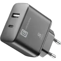 Cellularline - Reislader, Dual super fast charge 25W Samsung, usb-a naar usb-c, zwart