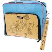 Morethanhip - XL toilettas 6,5 L van gerecyclede visvoerzakken - Lexi blauw/geel - 27 x 24 x 10 cm