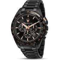 Maserati Traguardo 45 Mm Chr Black Dial Br Black Horloge